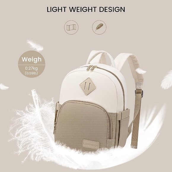Women Khaki Cream Polyester Light Weight Small Waterproof Mini Backpack main image 6